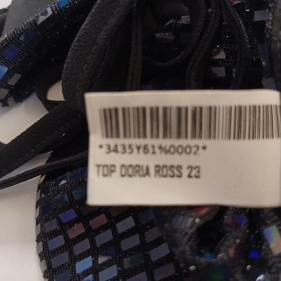 Las Pepas Black Sparkly Side Tie Top One Size - Picture 8 of 10